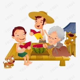 拼命吃瓜小孩图片卡通,卡通小孩的疯狂吃瓜日常